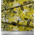 thumbnail image 2 of Soimoi Tissu Georgette Poly Jaune Motif Artistique de Feuilles Tissu au Mètre 42 Pouces de Large, 2 of 5