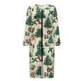 thumbnail image 3 of Yuyamidu Christmas Ladies Robes with Zipper Front Bathrobe Xmas Tree Long Sleeve Pajama House Coat Snowflake Loungewear Soft Long Sleeves Crewneck Sleep Dress Size S, 3 of 7