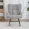 thumbnail image 2 of Teddy Velvet Rocking Accent Chair Upholstered Glider Armchair for Nursery Beige, 2 of 10