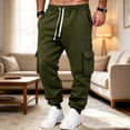thumbnail image 4 of COSFO Work Men's Cargo Pants Stretch Pockets Sweatpants Solid Drawstring Relaxed Fit Jogger Mens Pants, 4 of 8