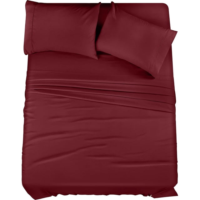King Bed Sheet Set Piece Bedding Soft Brushed Microfiber Fabric Shrinkage & Fade Easy Care ()