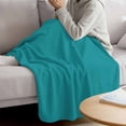thumbnail image 3 of Teal Throw Blanket for Couch, Soft Lightweight Flannel Fleece Blanket, Turquoise Pure Teal Microfiber Plush All Season Decorative Blankets Gifts for Sofa Bed 60"x80", 3 of 9