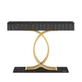 thumbnail image 3 of Aukfa 47.3" Console Table with 3 Drawers, Modern Narrow Sofa Table with Sculptural Metal Base for Entryway Hallway & Living Room,Black, 3 of 8