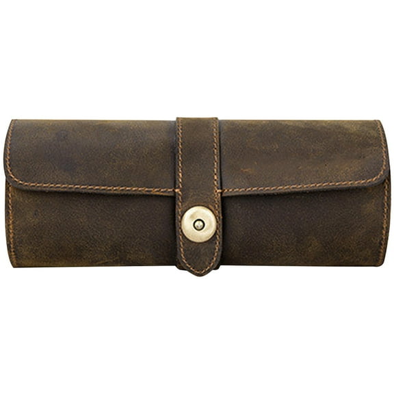 Raindrops 2pcs Leather Watch Case 3 Slots Watch Roll Box Watch Organizer Holder for Men Women