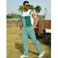 thumbnail image 4 of Overalls for Men Work Bibs Coveralls Stretchy Romper Fashion Jumpsuit Festival Outfit(Green Striped,M), 4 of 8