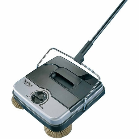 Leifheit Classic Manual Rotaro Carpet Sweeper with Natural Brushes, Black and Grey