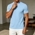 thumbnail image 6 of Mens Mock Neck T Shirts Short Sleeve Mock Turtleneck Undershirt Loose Fit Summer Casual Basic Tees Light Blue, 6 of 8