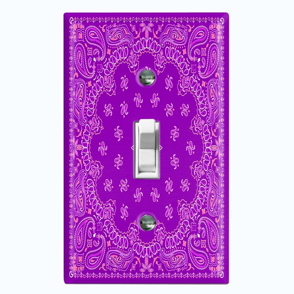 Metal Light Switch Plate Cover Violet Floral Bandana Paisley Tile Pattern TIL054