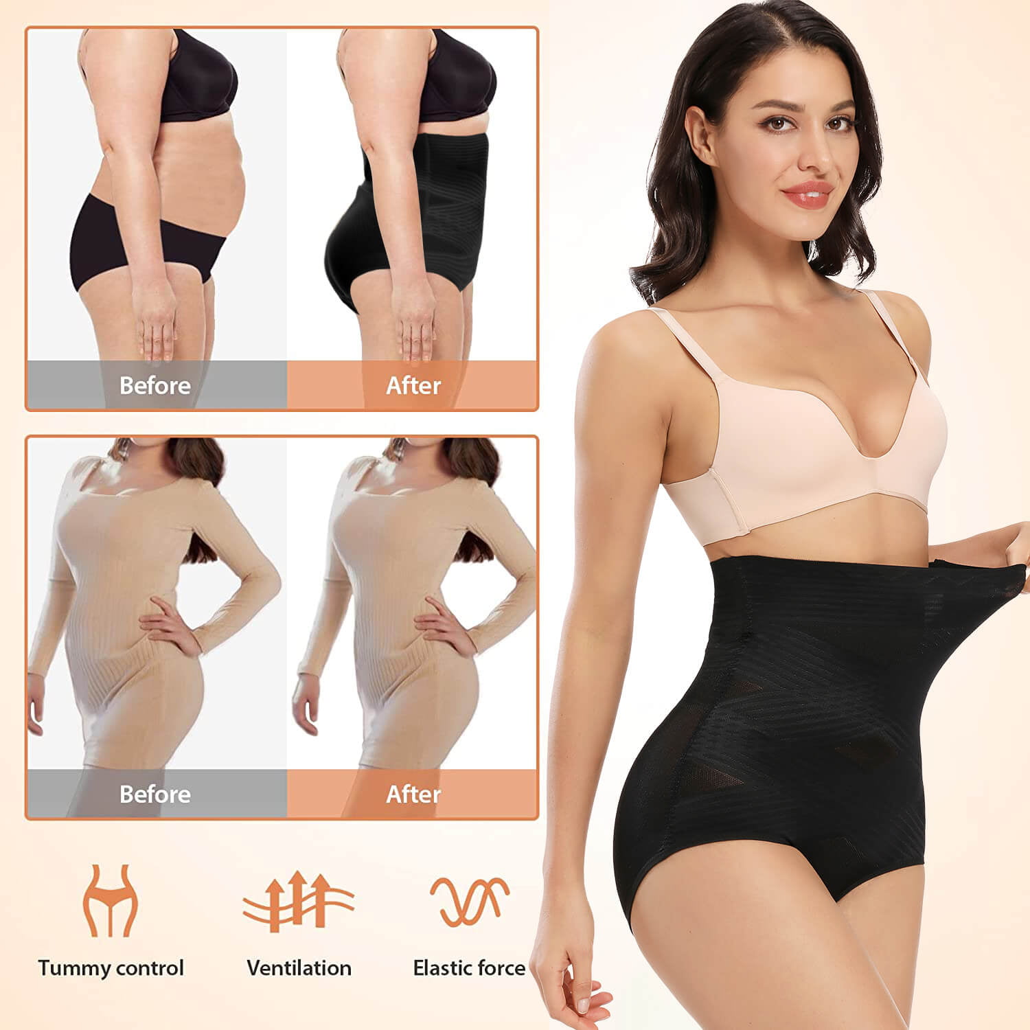 Vaslanda Shapewear for Women Fajas Waist Trainer Tummy Control Butt Lifter  Panties Hi-Waist Postpartum Girdle Underwear 