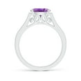 thumbnail image 2 of ANGARA Natural Oval 1.15 ct Amethyst Solitaire Ring with Diamonds in 14K White Gold for Women (Size-8x6mm) | February Birthstone, Birthday, Anniversary, Jewelry Gift for Women | Natural Amethyst Ring, 2 of 8