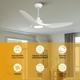 thumbnail image 6 of Parrot Uncle Modern 52" Propeller White LED Smart Ceiling Fan, Alexa, and App Control, 3-CCT Ceiling Fan, 6 of 15