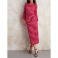thumbnail image 6 of Biekopu Women’s Knit Long Dress Casual Long Sleeve Crew Neck Graphic Print Slim Fit Dress Fall Dress, 6 of 9