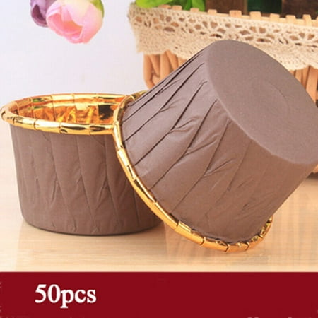

50PC Aluminum Foil Cup Cake Cases Muffin Cupcake Wrappers Paper Wedding Party UK