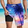 thumbnail image 2 of Purcolt Mens Swim Trunks with Compression Liner, Quick Dry Drawstring Stretch 2 in 1 Board Swimming Shorts Summer Casual Vacation Bathing Suits with Pockets, 2 of 7