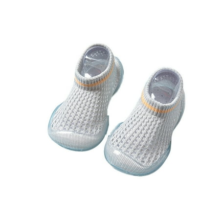 

EHTMSAK Infant Baby Girl Boy Non-Slip Floor Socks First Walkers Shoes Toddler Child Breathable Elastic Spring Summer Fall Slippers Gray 6M-3Y 27