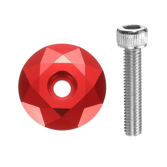 1 1/4" OD Bicycle Headset Stem Top Cap Aluminum Alloy Cycling Headset Cover Stem with M6 Bolt for Mountain Bike Road Bike MTB, Red