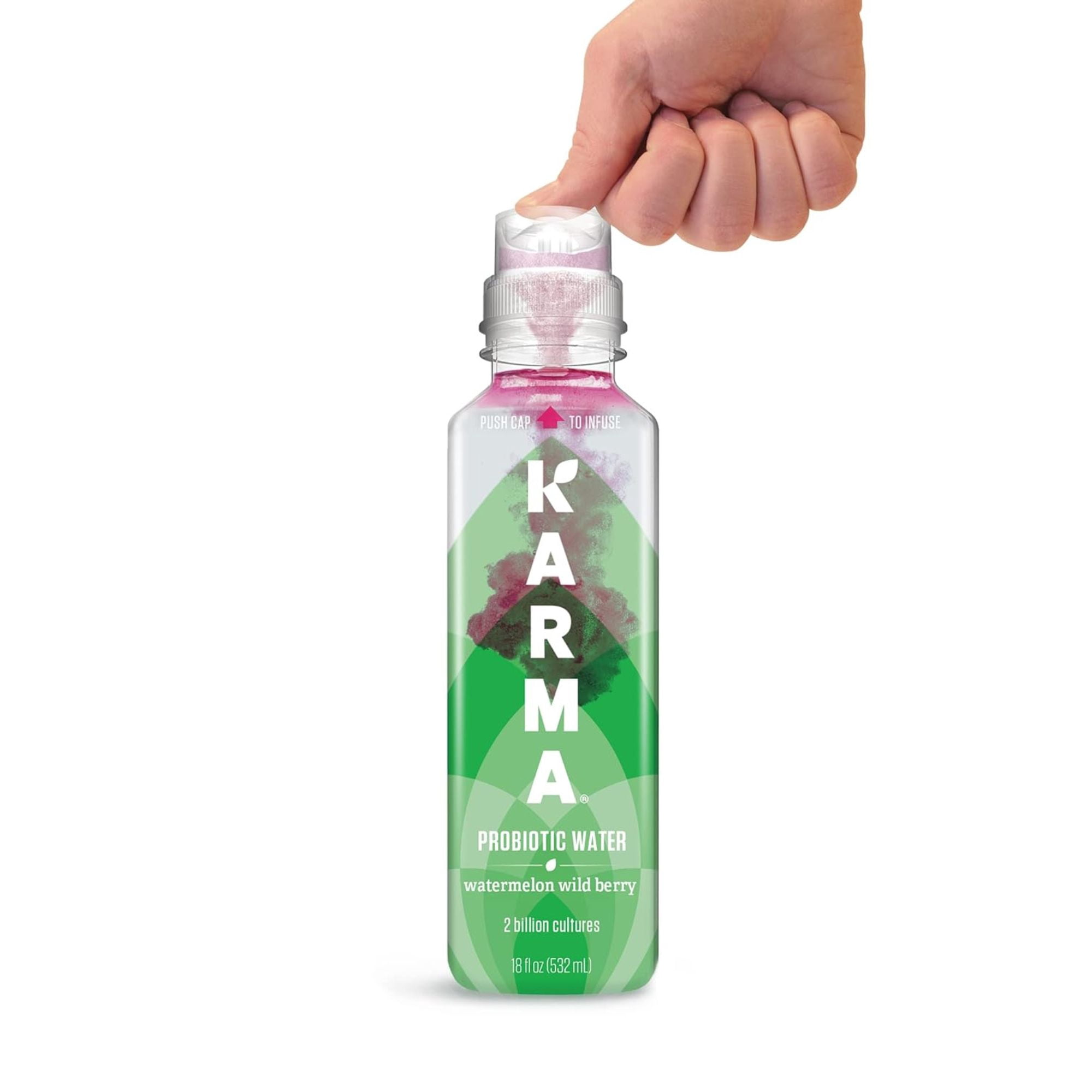 Karma Probiotic Water 12‑Bottle Variety Pack – 4 Flavors – Push‑Cap Vitamins, 2 Billion Cultures, 18 fl oz Bottles