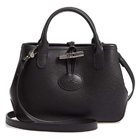 Longchamp Cross Body - Longchamp Women's Mini Roseau Black Leather Crossbody Messenger Handbag