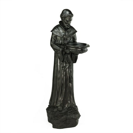 24 St Francis Of Assisi Dark Brown Religious Bird Feeder Outdoor