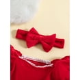 thumbnail image 5 of Hirigin Toddler Baby Girl Christmas Dress Santa Claus Romper Dress Red Velvet Long Sleeve Princess Tulle Dress with Headband, 5 of 9
