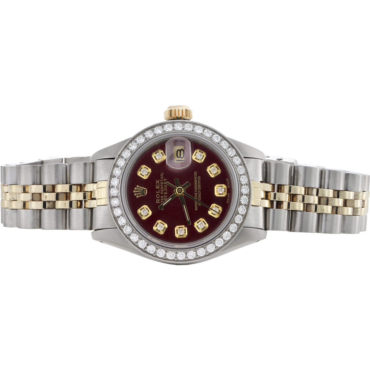 Ladies 6917 Rolex DateJust Jubilee 18K Gold / Steel Diamond Watch Red Dial 1 CT. - image 3 of 11