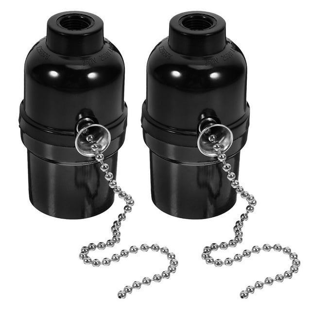 Shisuyan Black Pull Chain Light Socket E26 Standard Base ABS Material for Home Use Durable and Stylish 2 Pieces