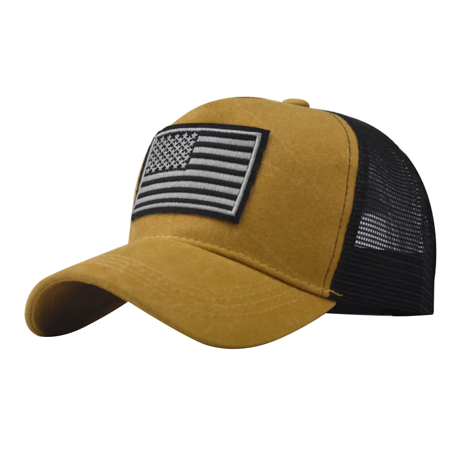 Vintage Trucker Hats for Men American Flag Patch Breathable Mesh