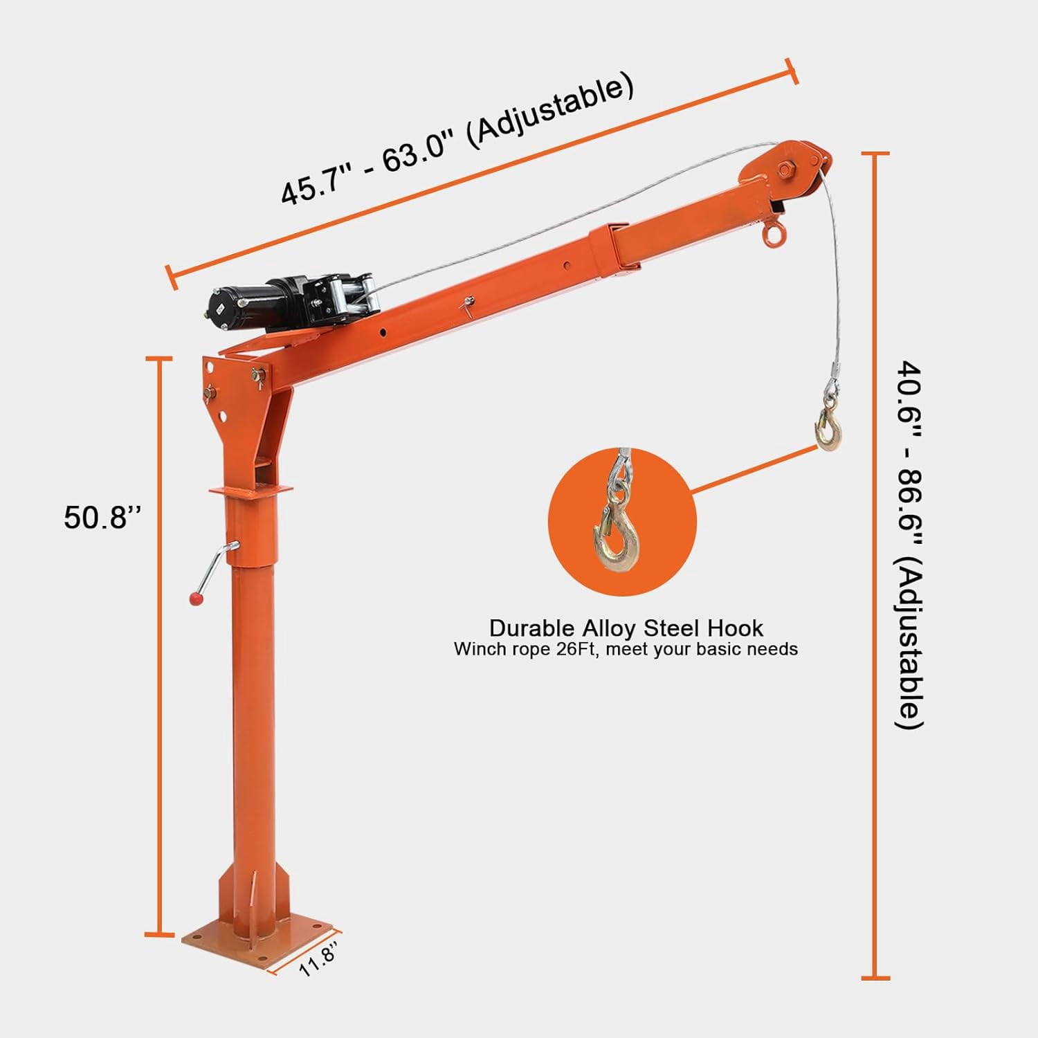 Telyswee 1100lbs Truck Hoist Crane, Folding Truck Mounted Crane with Electric Winch 3500 lbs 12V Electric Truck Crane Hoist 360° Swivel for Lifting Goods in Construction