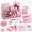 Pink, variant on Pink 23-Piece Office Supplies Gift Set With Organizers, Stapler And Desk Accessories