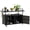 Black, variant on Outdoor Wicker Bar Cart with Glass Top and Wheels, Rolling Patio Wine Serving Cart for Backyard and Garden Party, Black