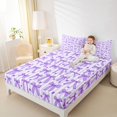 thumbnail image 2 of Manfei Cute Purple Bowtie Fitted Sheet Full,Fashion Bowknot Heart Print Bed Set,3pcs,1 Fitted Sheet and 2 Pillowcases, 2 of 6