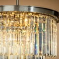thumbnail image 6 of 6-Lights Mid-Century Modern Satin Nickel 3-Tier Round Fringe Crystal Chandelier, 6 of 9