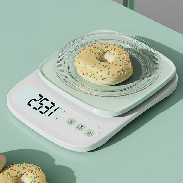 Báscula de cocina electrónica de alta precisión Precisión de 0,1 g | Capacidad de 3000 g | Báscula digital de gramos y onzas para alimentos | Batería recargable | Báscula compacta para café y