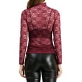 thumbnail image 3 of MODA NOVA Juniors Elegant Turtleneck Long Sleeve Floral Lace Semi-Sheer Blouse, 3 of 6