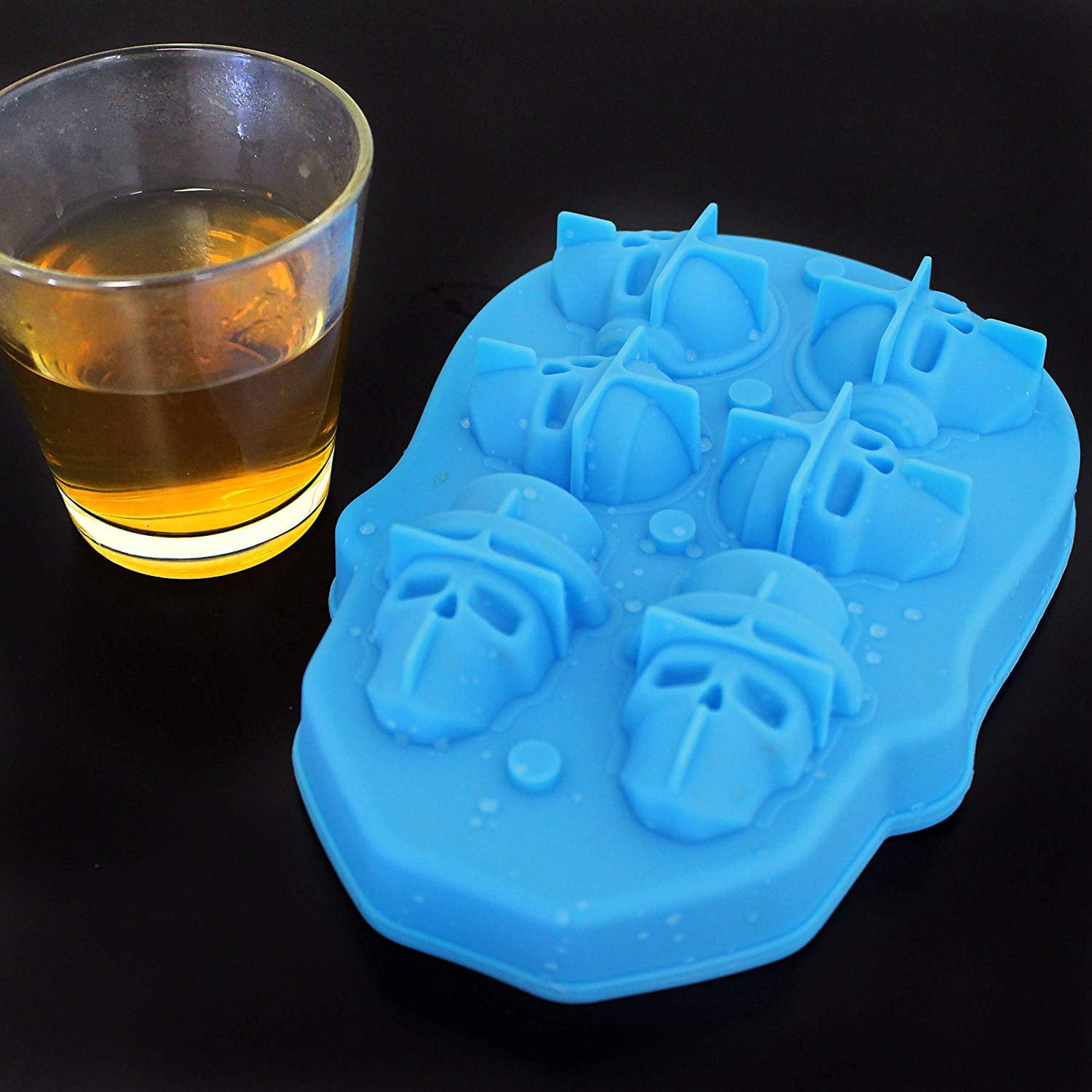 6 Holes Silicone 3D Skull Head Shape Ice Cube Trays Chocolate Candy Jelly Soap Molds for Halloween Theme Party Whiskey Wine Cocktail Ice Maker Food Grade…