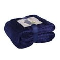 JML Fleece Bed Blankets Queen Navy Soft Lightweight Plush Cozy