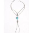 thumbnail image 1 of Pulsera de dedo en capas Li build Pulsera de Anillo de dedo turquesa plateada Pulsera de cadena esclava turquesa Anillo de playa Pulsera de muñeca Joyería de cadena de mano para mujeres y niñas, 1 of 5