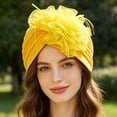 thumbnail image 3 of Women Turban Hat Pure Color Mesh Flower Decor Elastic Non-Slip Headwrap Breathable Lightweight Summer Headscarf Hat, 3 of 8