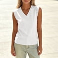 thumbnail image 5 of ClodeEU Women's V Neck Sleeveless Tank Top ,Solid Color Casual Summer Tops White,Women's Plus S, 5 of 7