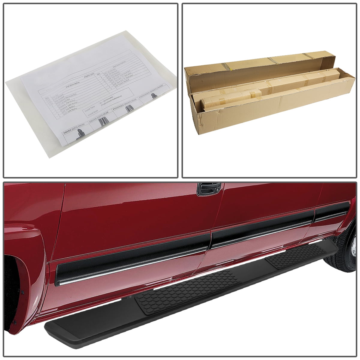 DNA Motoring for 07-21 Toyota Tundra Crewmax Cab 5.5" Black Side Step Nerf Bars Running Boards