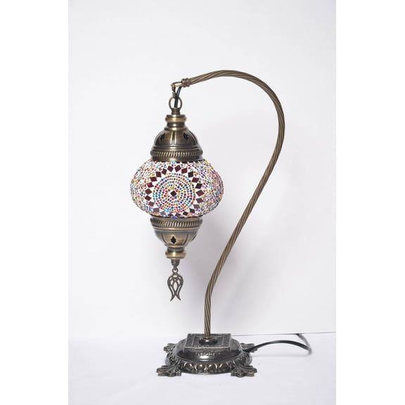 Kafthan - Swan Neck Mosaic Lamp - Desk, Table, Bedside Handmade Vintage Lamp - Handcrafted, Multicolor