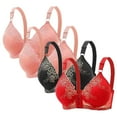 thumbnail image 2 of Jacenvly New Bras for Women No Underwire 4Pc Women's Large Lace Breathable Front Opening Bra Wrapped up Cup Side Fold Breast Lift Bra Lightweight Women Sports Bras, 2 of 3