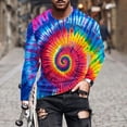 thumbnail image 2 of LNWUY Men's Fashion Tie Dye Printing Round Neck Pullover Fitness Sports Long Sleeves Shirts Lightweight Breathable Rash Guard Shirt Multicolor L, 2 of 5