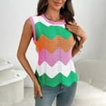 thumbnail image 2 of Womens Striped Tank Top Sleeveless Rainbow Knit Camisole Crew Neck Color Block Cropped Sweater Vest Casual Going Out Everyday Style, 2 of 7