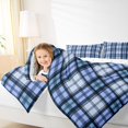thumbnail image 4 of Homewish Buffalo Plaid Child Bedding Comforter Set, Modern Abstract Artwork Twin Comforter Sets, Blue Stripes Line Reversible Bedding Set, Microfiber Bedroom Decor, 2pcs, 4 of 8