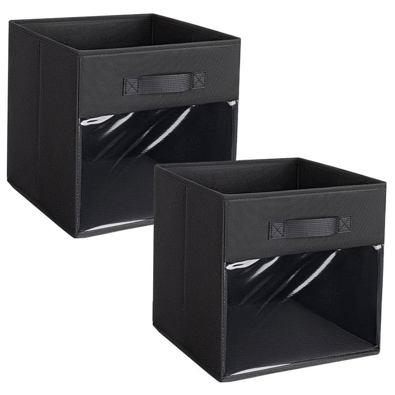 Closet Storage Bins with Clear Window and 2 Handles, Foldable Clothing Bins  for