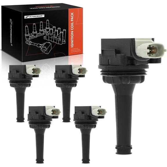 A-Premium Ignition Coils Pack Replacement for Volvo C30 2007-2013 C70 S40 S60 V50 V70 XC70 2.4L 2.5L 5-PC Set
