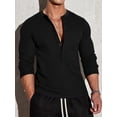 thumbnail image 5 of Mifsaly Long Sleeve Henley Shirts for Men Deep V-Neck Ribbed Casual Shirt Button Front Workout Tshirts Breathable Everyday Athletic Basic Tee S, 5 of 9