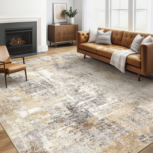 Alfombra Loongrug, lavable, 160 x 230 cm, abstracta, moderna, gris dorado