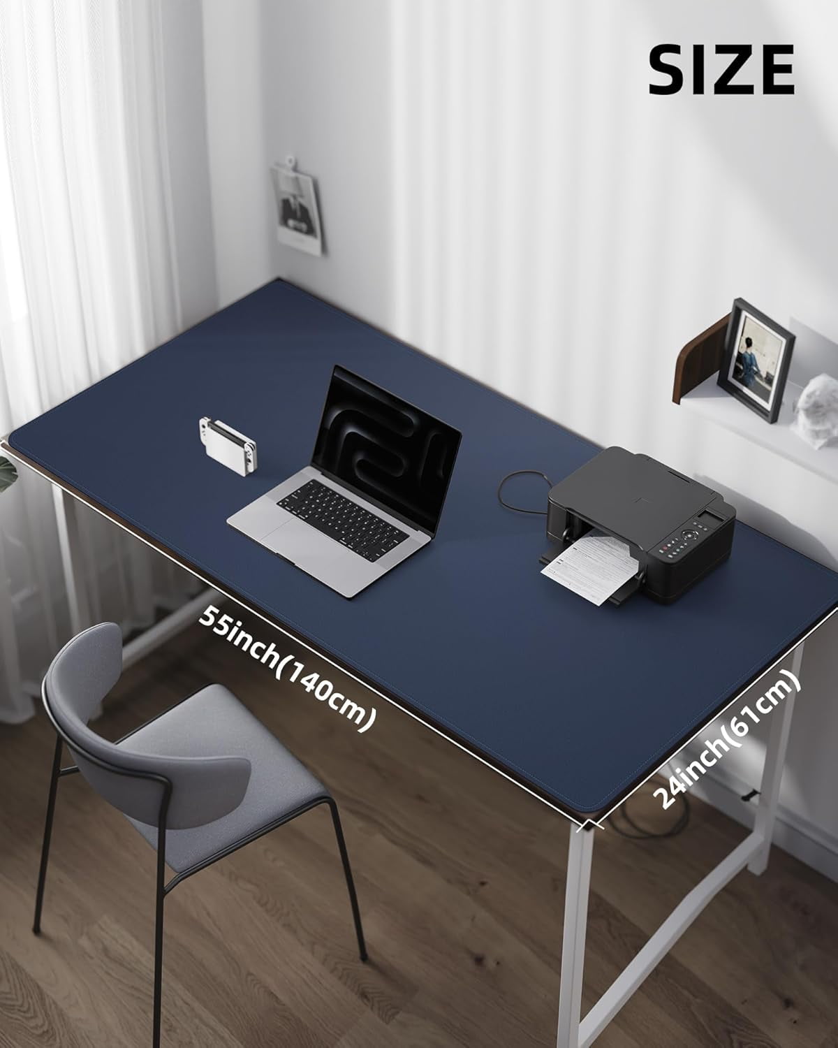 Extra Large Desk Mat - 55"x 24" Non-Slip Desk Pad for Office and Home - Ideal for Large Mouse Pad and Desk Mats on Top of Desks(Midnight Bule)